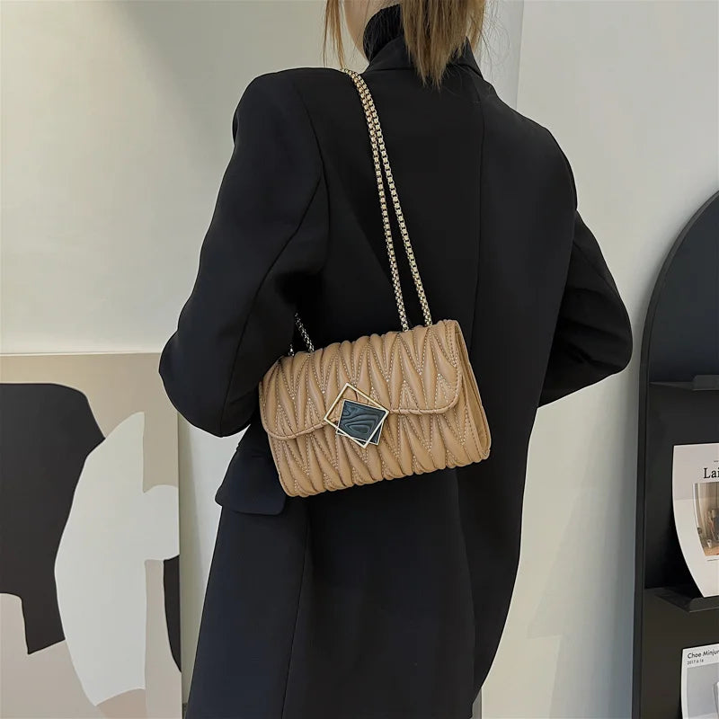 Stylish Chain Single-shoulder Leather Bag Women's Crossbody Small Bag