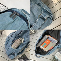 Female Denim Backpack Mini School Bag Teens Women Rucksack