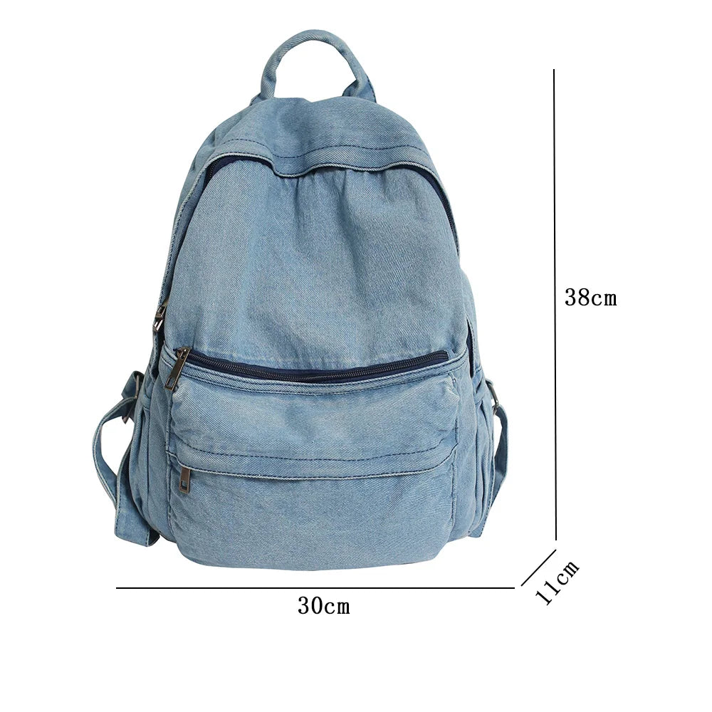 Female Denim Backpack Mini School Bag Teens Women Rucksack