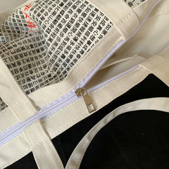 Female Bag Blessing Text Pattern Canvas Shoulder Bag