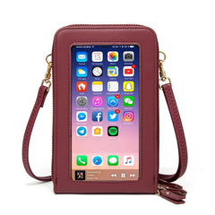 Women's Touch Screen Phone Bag Large Capacity Soft Leather Shoulder Wallet