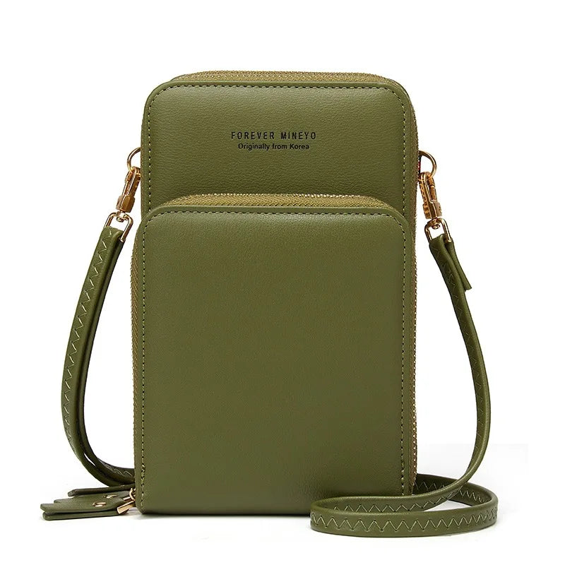 Women's Touch Screen Phone Bag Large Capacity Soft Leather Shoulder Wallet