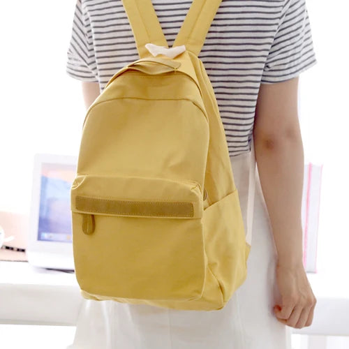 Female Small Fresh Canvas Backpack Women Solid School Backpacks Teens Schoolbag