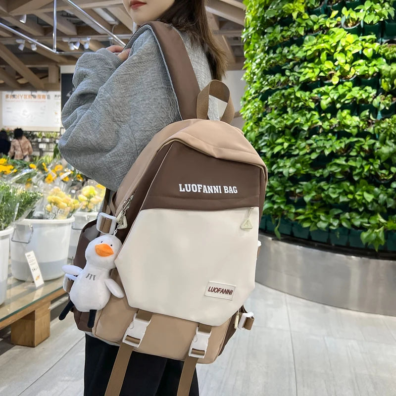 Waterproof Double Buckle Women Backpack Harajuku Shoulder Bag