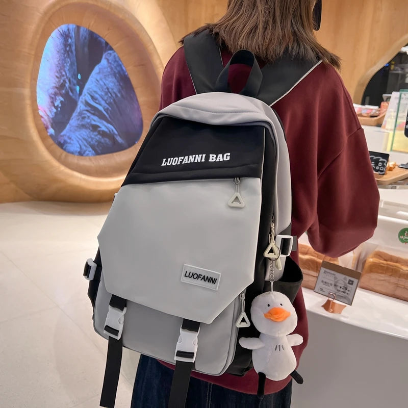Waterproof Double Buckle Women Backpack Harajuku Shoulder Bag