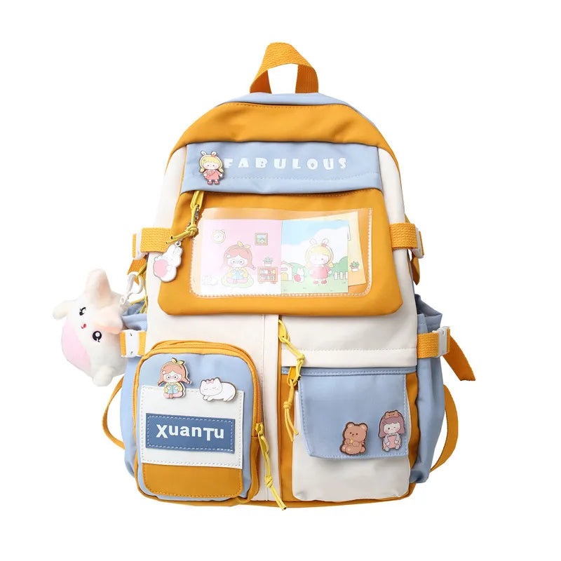 Small Label Matching College Bag Student Women Backpack
