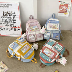Small Label Matching College Bag Student Women Backpack