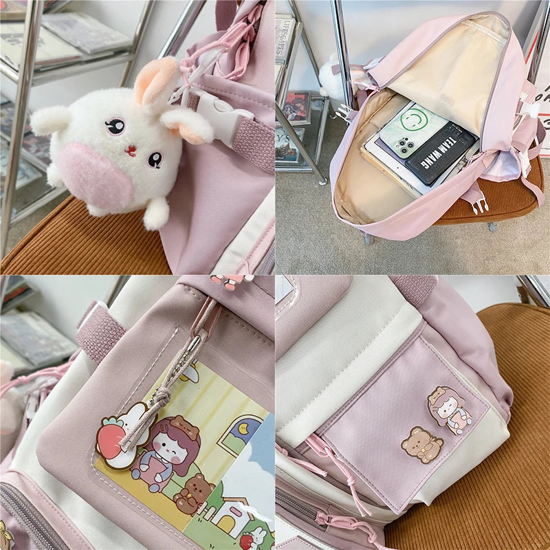 Small Label Matching College Bag Student Women Backpack