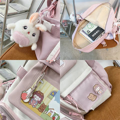 Small Label Matching College Bag Student Women Backpack
