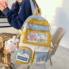 Small Label Matching College Bag Student Women Backpack