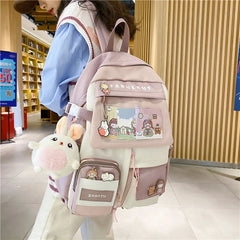 Small Label Matching College Bag Student Women Backpack