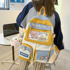Small Label Matching College Bag Student Women Backpack