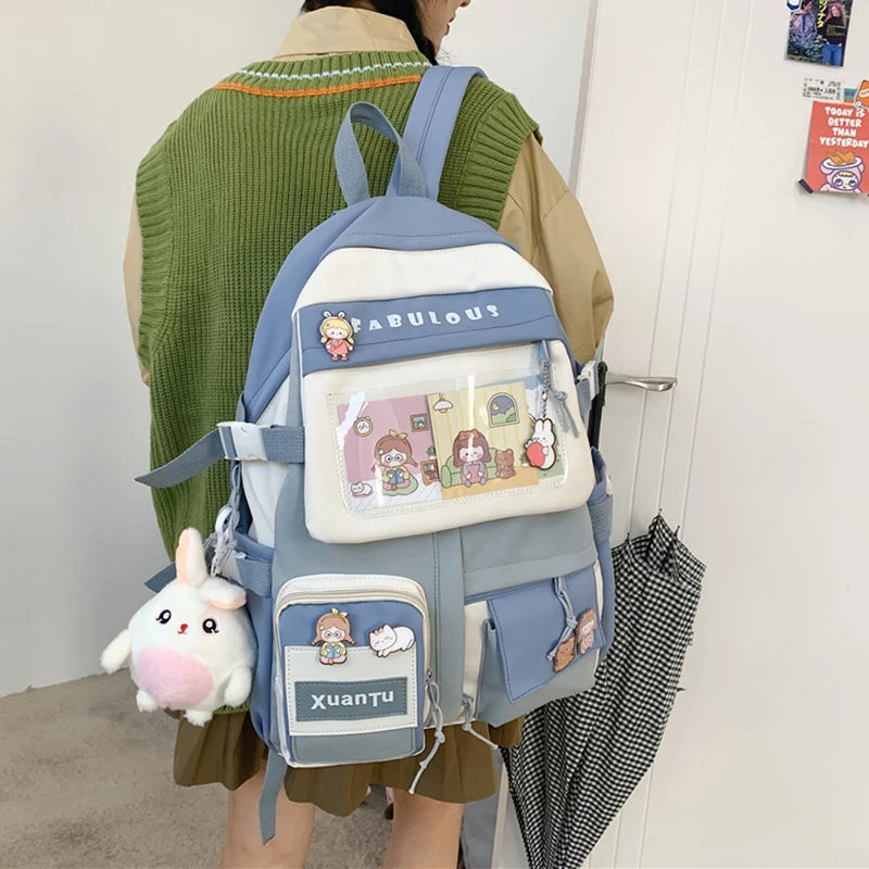 Small Label Matching College Bag Student Women Backpack