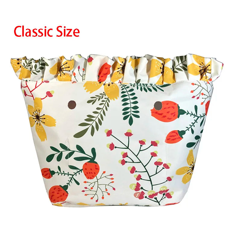 Floral Border Waterproof Inner Lining Insert For Classic Mini O Bag