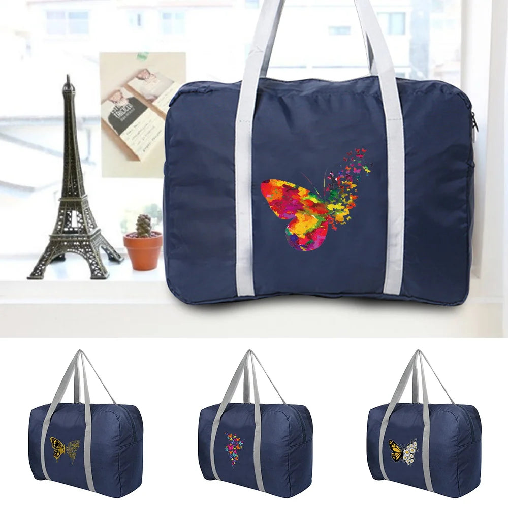 Foldable Travel Bags Clothes Organizers Duffle Bag Butterfly Print