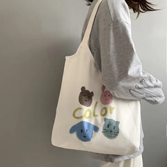 Japanese Orange Canvas Shoulder Bag, Portable Shopping Bag