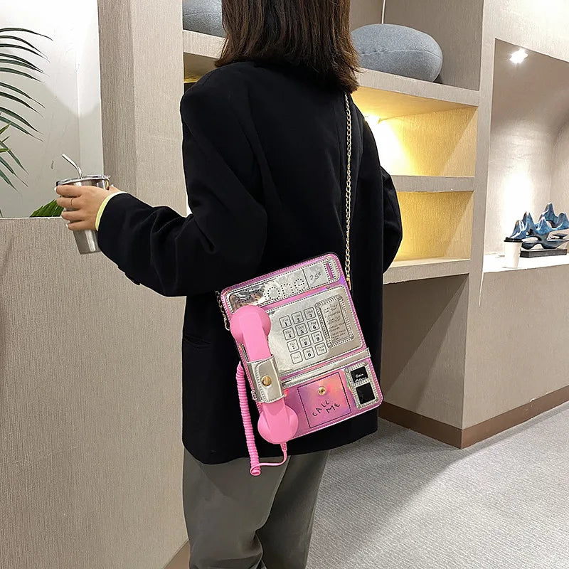Funny Laser Public Telephone Shoulder Bag