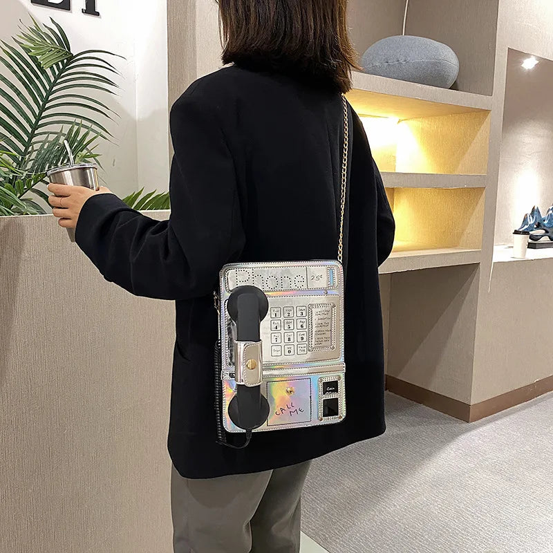 Funny Laser Public Telephone Shoulder Bag
