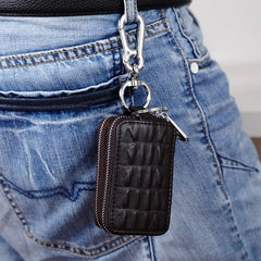 Crocodile Pattern Car Key Holder Square Cowhide Key Case with Window
