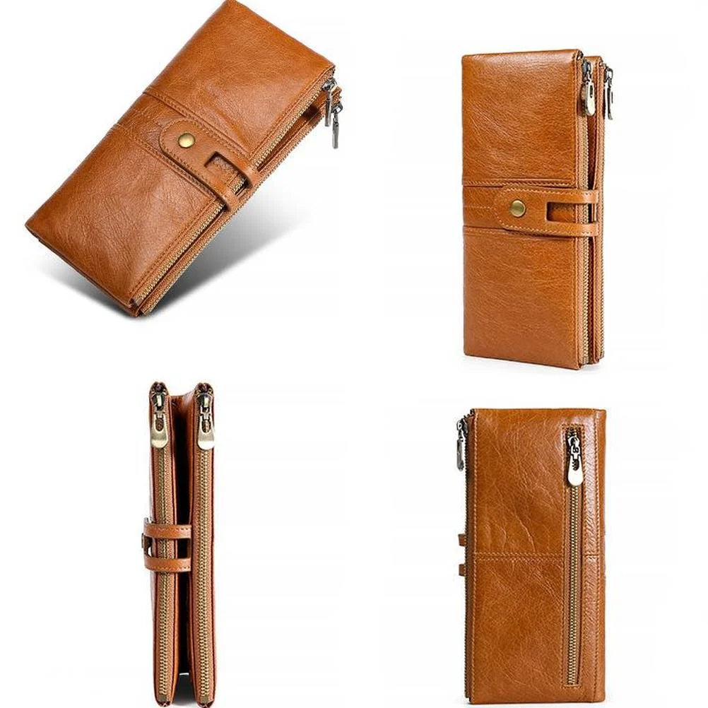 Retro RFID Leather Wallet Multifunctional Clutch