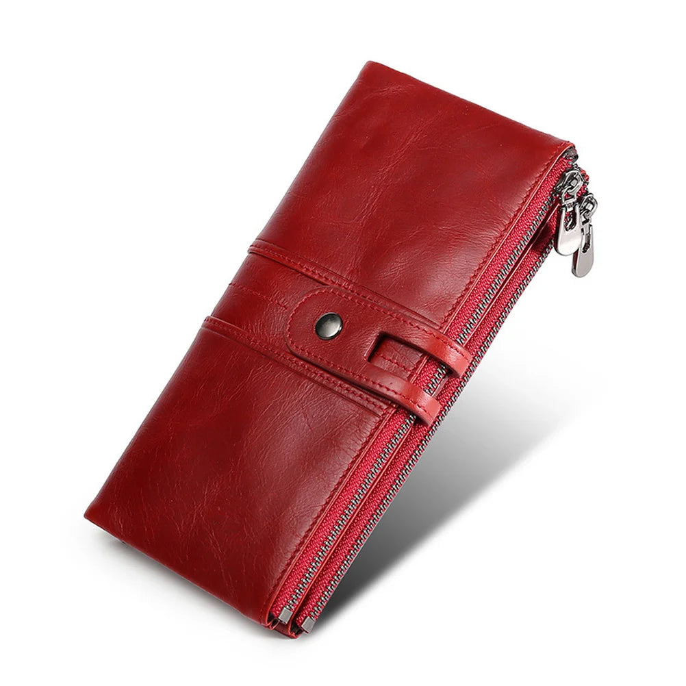 Retro RFID Leather Wallet Multifunctional Clutch