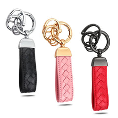 Leather Weave Car Keychain Lanyard Keychain Car Key Ring Holder Men Women