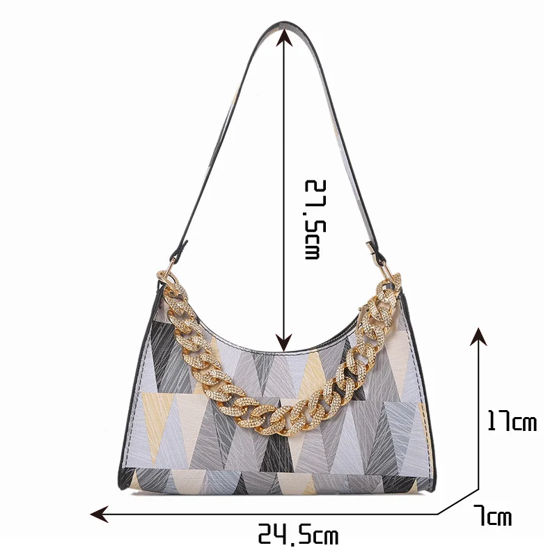 Geometry PU Leather Shoulder Underarm Bag Vintage Ladies Small Purse Handbags