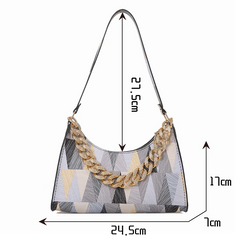 Geometry PU Leather Shoulder Underarm Bag Vintage Ladies Small Purse Handbags