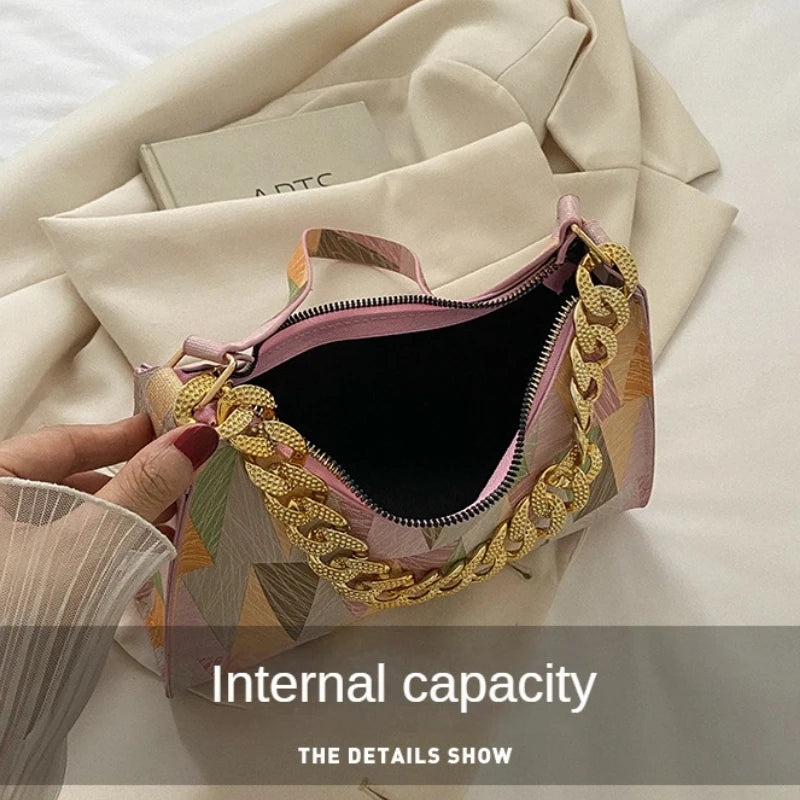 Geometry PU Leather Shoulder Underarm Bag Vintage Ladies Small Purse Handbags