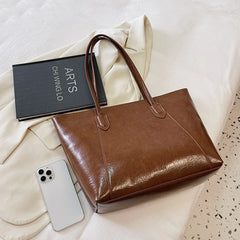 Soft PU Leather Tote Bag for Women, Large Capacity Shoulder Handbag