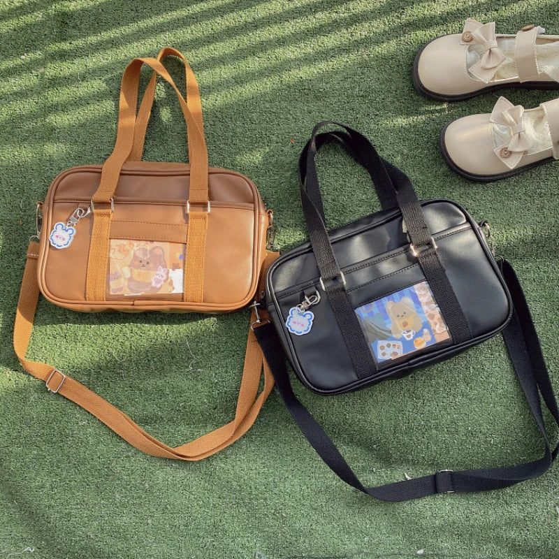 Girl Uniform Bag Japanese PU Commuter Messenger Bags