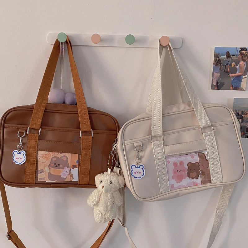 Girl Uniform Bag Japanese PU Commuter Messenger Bags