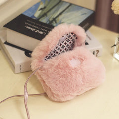 Girls Kids Purse Bowknot Mini Artificial Fur Handbag Cross Body