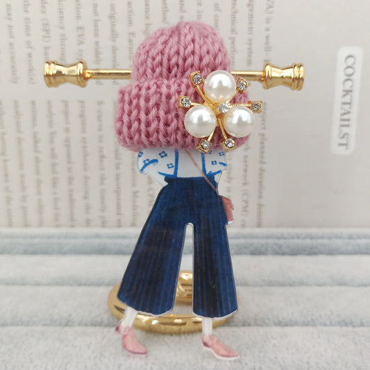 Girls Lovely Anime Wool Hat Brooches Acrylic Badges Backpack Pins