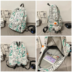 Graffiti Printed Women backpack Casual school college Girls student bag