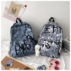 Graffiti Waterproof Nylon Schoolbags Teenage Girls Casual Children Shoulder Bag
