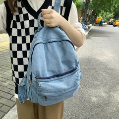 Gray Denim Backpack Women's Leisure Travel Outing Shoulder Bag Female Schoolbags