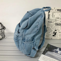 Gray Denim Backpack Women's Leisure Travel Outing Shoulder Bag Female Schoolbags