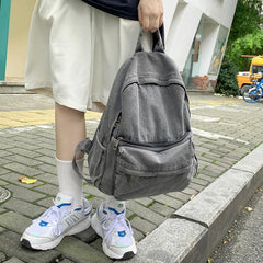 Gray Denim Backpack Women's Leisure Travel Outing Shoulder Bag Female Schoolbags