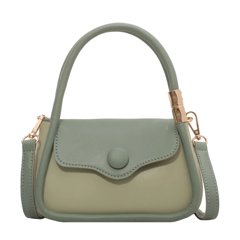 Green PU Leather Shoulder Bag Crossbody Small Flap Messenger