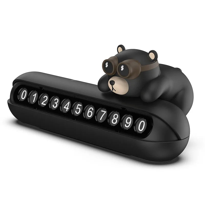 Hako Bear Car Shape Hidden Temporary Parking Card with Phone Number Freshener