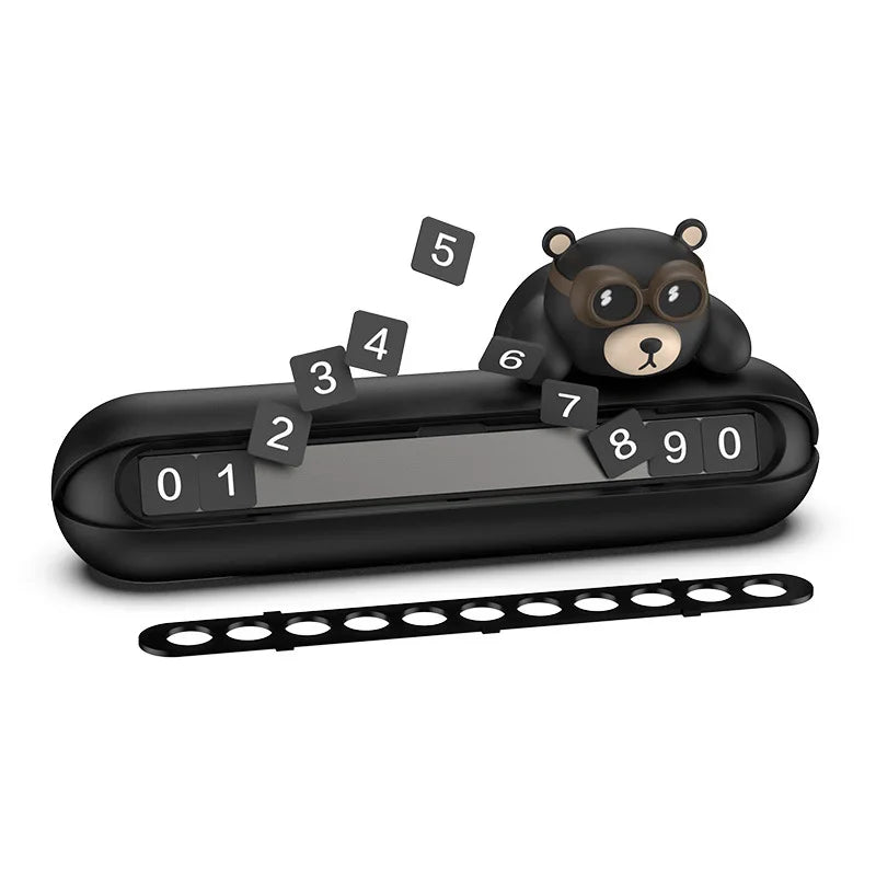 Hako Bear Car Shape Hidden Temporary Parking Card with Phone Number Freshener
