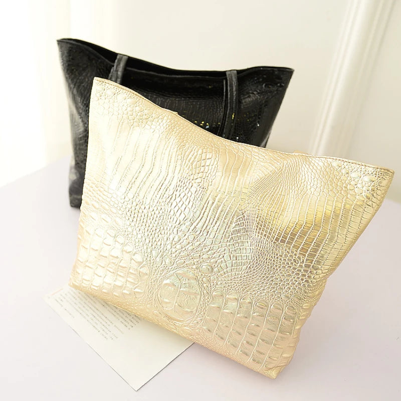 Crocodile Print Shoulder Bag Large Capacity Shopping Bag Ladies Bag