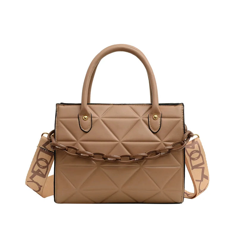 Lingge Crossbody Bag Large Capacity Solid Shoulder Bag