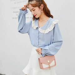 Tassel Chain Crossbody Bag Small Cat Patchwork