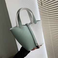 Women Shoulder Bags Set Panelled Leather Bucket Bag Vintage Crossbody Tote