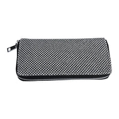 Rhinestone Wallet Handbag with Chain Strap Zipper Closure