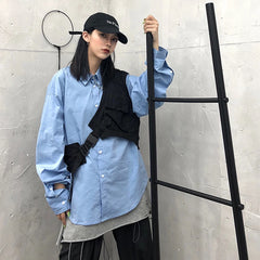Harajuku Rock One Shoulder Buckle Vest Streetwear