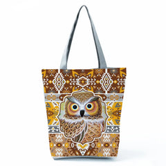 Owl Print Foldable Shoulder Bag for Women