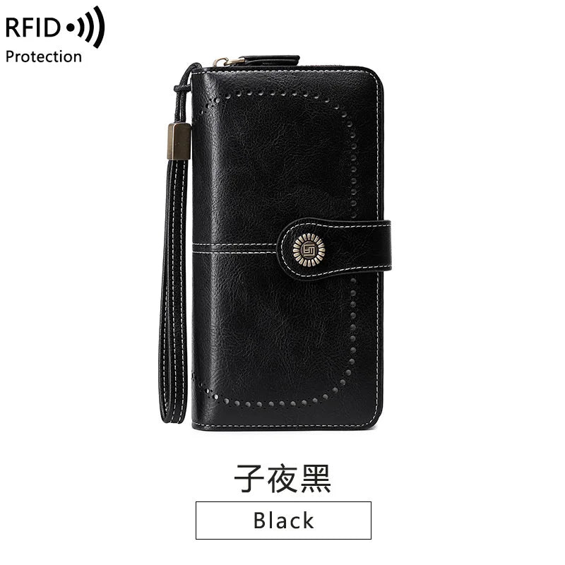 RFID Antimagnetic Wallet Long Zipper Women's Wallet